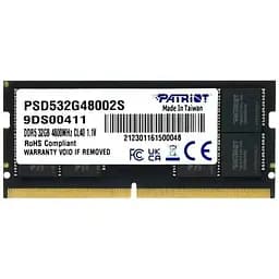 Модуль пам'яті для ноутбука SoDIMM DDR5 32GB 4800 MHz Patriot (PSD532G48002S)