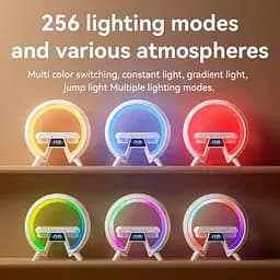 Акумуляторний нічник XM-X63 RGB з годинником, бездротовою зарядкою та Bluetooth колонкою (Білий) - мініатюра 9