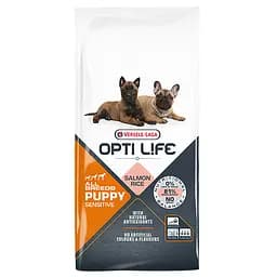 Сухой суперпремиум корм Opti Life Puppy Sensitive – для щенков всех пород, с лососем и рисом 12.5 кг кг (5410340311639)