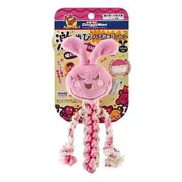 Жевательная игрушка для собак DoggyMan Cotton Rabbit 18 см с канатом и пищалкой для активных игр