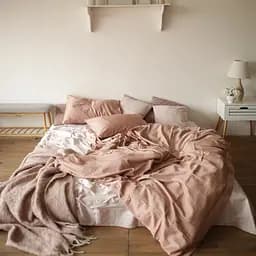 Комплект постільної білизни двоспальний 180 x 220 см SARRA Сатин Peach Персиковий