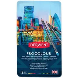 Набір кольорових олівців Procolour 12 кольорів метал Derwent