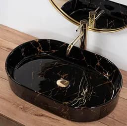 Умивальник Rea Nadia 61x38,5 black marble shiny (REA-U0539), Глянцева - мініатюра 4