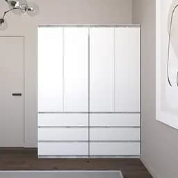 Шафа для одягу Vays зі штангою та полицями, 6 шухляд, комплект з 2 шаф R9+R16 Бетон-Білий фасад