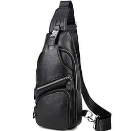 Сумка-слінг чоловіча на плече 17х32х7 шкіряна для міста TIDING BAG MK16094 чорна 17 см