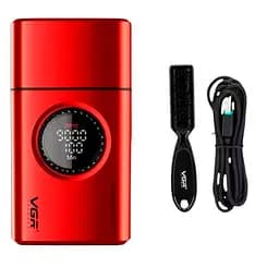 Электробритва аккумуляторная шейвер VGR V-378 9000RPM LCD + дорожная сумочка (Красный)