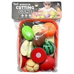 Продукты на липучке JQ 912-2, 8 элементов, овощи, фрукты, поднос, дощечка, нож, в пакете (6974726400878)