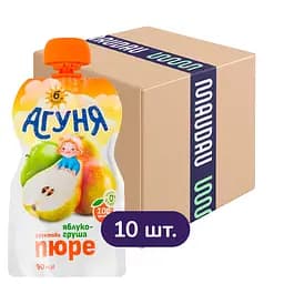 Упаковка фруктового пюре Агуня Яблуко-груша 900 г (90 г x 10 шт.)