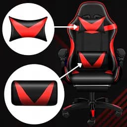 Крісло геймерське Yato Player з підставкою для ніг та масажем Red/Black (100001) - мініатюра 6