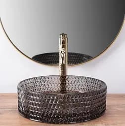 Умивальник Rea Cristal 35,5x35,5 black (REA-U9671), Структурна - мініатюра 3
