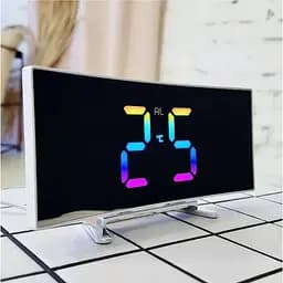 Годинник настільний з термометром нічник c RGB підсвічуванням електронний дзеркальний LED годинник з будильником