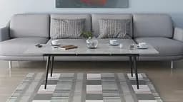 Стіл журнальний трансформер Dandi Small Ferrum-decor 45x120(160)x60 Чорний метал ДСП Бетон 16 мм (FRD-106785) - мініатюра 6