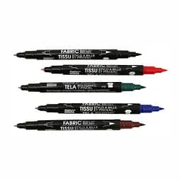 Маркер Чорний для світлих тканин двосторонній 0.75 мм 1-2 мм 122-S Fabric ball&Brush Marvy - мініатюра 2