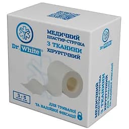 Медицинский пластырь-лента Dr.White хирургический тканевый 3 см х 5 м