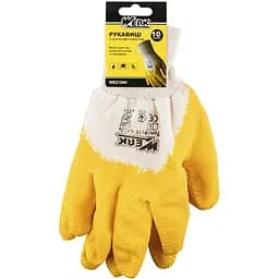 Рукавички трикотажні Werk WE2126H з жовтим ребристим латексним покриттям розмір 10