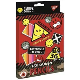 Карандаши цветные Yes Smiley World boy, двусторонние, 18 шт., 36 цветов (290608)