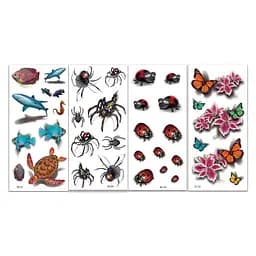 Набір тимчасових тату 3D №3 Fresh Tattoo 3d-set-03, 19 х 9 см 4 шт