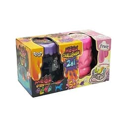 Вязкая масса 2 в 1 "Mega Stretch Slime" и "Fluffy Slime" Danko Toys FLS-03-01U Голубой-розовый