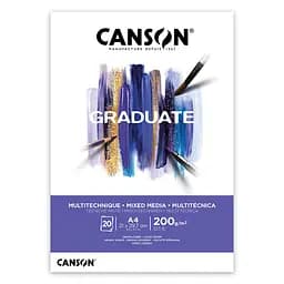 Склейка паперу Canson Graduate Mixed Media А4 21х29.7 см 200 г/м2 20 аркушів білий колір