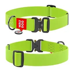 Ошейник для собак водостойкий Waudog Waterproof с QR-паспортом металлическая пряжка-фастекс Ш 40 мм Д 46-70 см салатовый