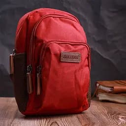 Компактний рюкзак з поліестру з великою кількістю кишень Vintage 22144 бордовий - мініатюра 7