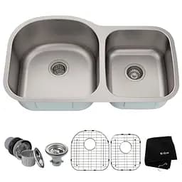 Подвійна кухонна мийка Kraus Premier KBU27, Нержавіюча сталь