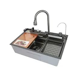 Кухонна мийка із вбудованим змішувачем Mixxus MH7546-SET-06 Decor Nano-Black MX9576, Графит