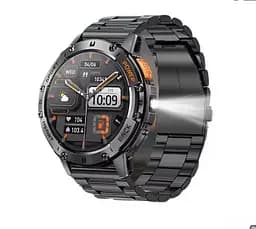 Тактичні смарт годинник з ліхтариком LEMFO K65 сталевий ремінець Black (17452)