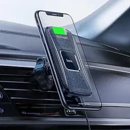 Тримач з бездротовою зарядкою HOCO CA75 Magnetic 15W 2 в 1 чорний - мініатюра 6