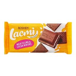 Шоколад молочный Roshen Lacmi с молочной начинкой и вафлей 90 г (872111)