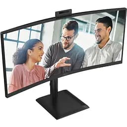 Монітор TFT 34" AOC CU34E4CW, WQHD, VA, 120Гц, вигн., 2xHDMI, DP, USB-C, RJ-45, USB-hub,cam,HAS, кол.,чорний (CU34E4CW) - мініатюра 8
