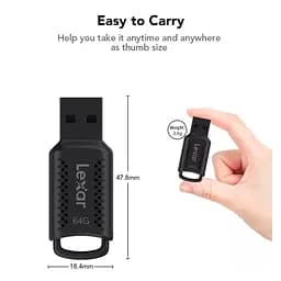 USB флеш накопичувач Lexar 64GB JumpDrive V400 Black USB 3.0 (LJDV400064G-BNBNG) - мініатюра 8