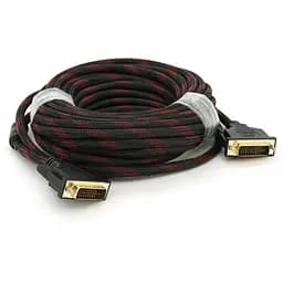 Кабель Merlion Dvi-Dvi 10m, 2 ферита, обплетення, Black, 24 / 24pin, (Пакет), Q50