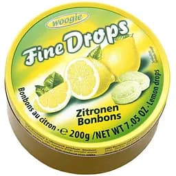 Цукерки льодяники Woogie Fine Drops з ароматом лимону 200 г 