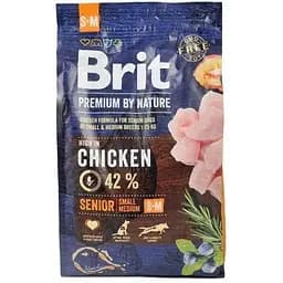 Сухой корм Brit Premium Dog Senior S+M для стареющих собак малых и средних пород с курицей 3 кг
