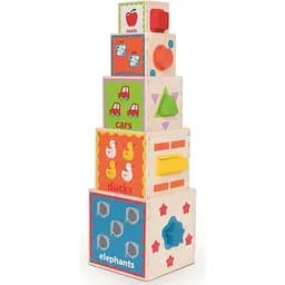 Деревянные кубики-пирамидка с сортером Hape (E0413)