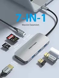 Usb-хаб Vention Usb-C to HDMI / Usb 3.0x3 / SD / TF / PD Docking Сірий 0.15M Aluminum Alloy Type - мініатюра 3