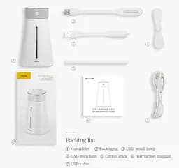 Зволожувач повітря 3 в 1 Baseus Slim Waist білий - мініатюра 3