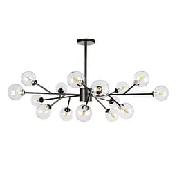 Люстра стельова Levistella 7529806-15 BK+CL, G9, 15 плафонів, діаметр 1000 мм, чорний метал + скло, сучасний стиль для дому