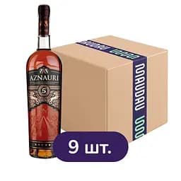 Упаковка коньяку Aznauri 5 зірок 40% 6.3 л (0.7 л х 9 шт.)