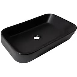 Раковина накладная Qtap Scorpio 550х390х120 мм, Matt Black, прямоугольная, без донного клапана QT14112243MBN