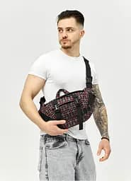 Большая мужская сумка бананка Sambag DynamicDart чорна тканевая 38 × 21 × 7 см (80411148m)