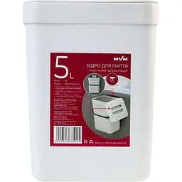 Ведро для мусора MBM My Home с крышкой 5 л белое (BIN-11 5L WHITE/ANTHRACITE)