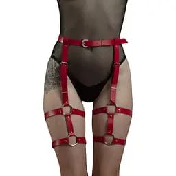 Гартери Feral Feelings - Garter, натуральна шкіра, колір червоний