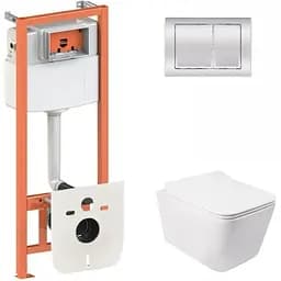 Набір Q-tap інсталяція 3 в 1 Nest QT0133M425 з панеллю змиву квадратною QT0111M06028CRM + унітаз з сидінням Crow QT05335170W