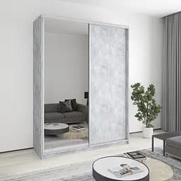 Шкаф-купе двухдверный MebelStar Комбо AL ДСП/Зеркало 180x45x240 см Бетон (MBS-4115)