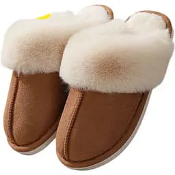 Жіночі домашні капці з хутром Slippers теплі м’які закриті тапочки для дому 42-43 коричневі KT8003814