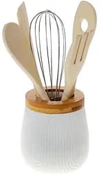 Набор кухонных аксессуаров Nouvelle Home Viola 5 предметов в фарфоровой подставке Bona 10.5х10.5х25.5 см kuh0007623