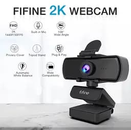 Веб камера 2K Fifine K420 для комп'ютера з мікрофоном і штативом триногою - мініатюра 3