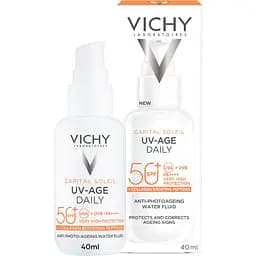 Сонцезахисний невагомий флюїд Vichy Capital Soleil UV-Age Daily проти ознак фотостаріння шкіри обличчя SPF 50+ 40 мл (MB364200)